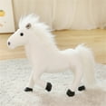 thumbnail image 1 of Iumwxz Plush Toys Realistic Horse Doll Toy 32x26cm White or Brown Stuffed Animal Plush Horse with Flower Decoration Soft Cuddly Toy for Kids Christmas Gift Home Sofa Decor, 1 of 5