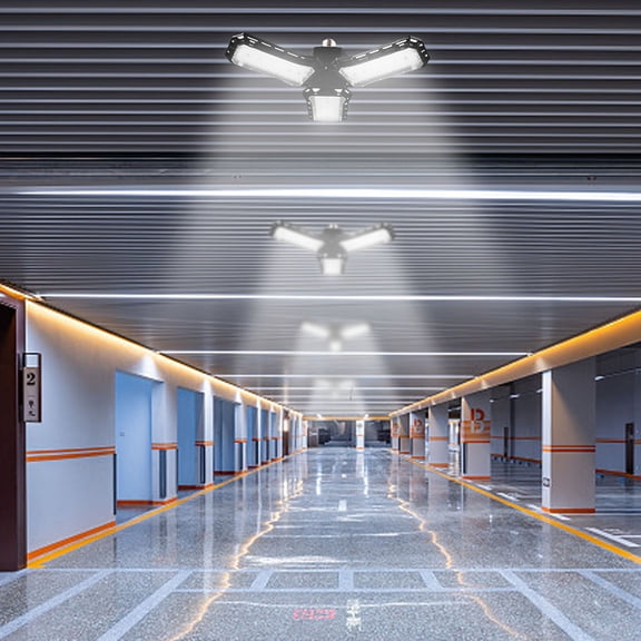 Iumwxz LED Garage Lights,Deformable LED Garage Ceiling Lights With Adjustables Panels,LED Shop Lights For Garage Workshop Basement Support E27 Screw Socket outdoor Christmas Gifts