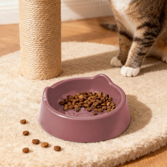 Iumwxz Large Capacity Raised Cat Food and Water Bowl, Elevated Plastic Pet Dish with Non Slip Base to Reduce Neck Strain and Prevent Whisker Fatigue, 250ml Wide Shallow Design for Easier Feeding