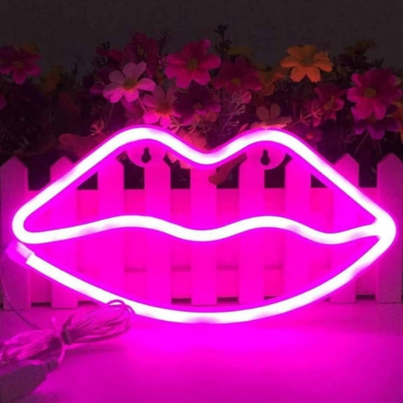 Iumwxz Led Neon Sign Night Light Lip Light Wall Decoration Christmas Wedding Christmas Decorations Indoor Christmas Gifts Rollbacks on Essentials