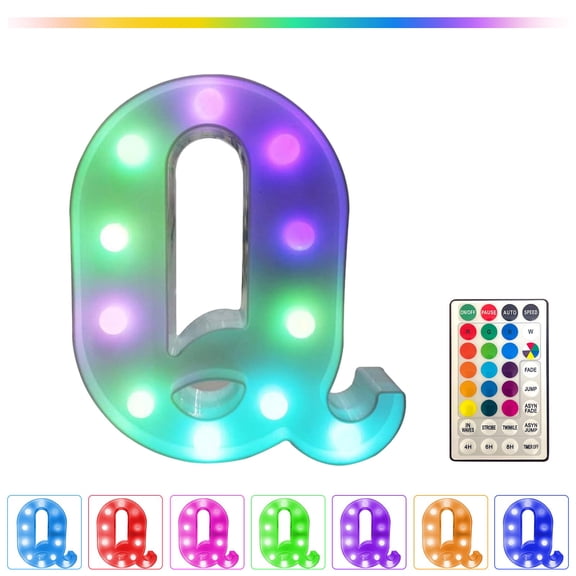 Iumwxz Marquee Letter LED Lights with Remote Control, 16 Color Changing Alphabet Lights for Party Decorations, Wall Hanging Letters with Flashing Modes and Speed Control, Battery or USB Powered
