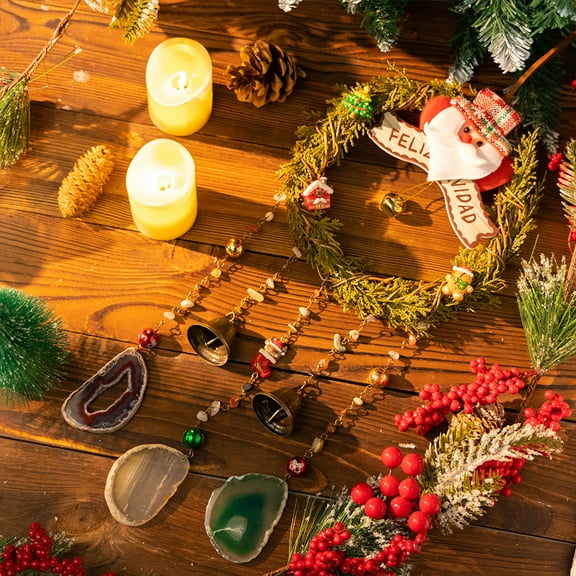 Iumwxz Metal Christmas Hanging Rings with Glossy Red Gold Finish Festive Snowflake Holly Decor Ornaments for Trees Garlands and Holiday Displays