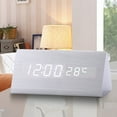 thumbnail image 1 of Iumwxz Modern Digital Alarm Clock with LED Display, Day of Week, Temperature and Humidity, Three Sets of Alarms, Adjustable Brightness, Voice Control Acoustic Sensor, Timer Date Display for Home, 1 of 6