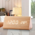 thumbnail image 1 of Iumwxz Modern Digital Alarm Clock with LED Display, Day of Week, Temperature and Humidity, Three Sets of Alarms, Adjustable Brightness, Voice Control Acoustic Sensor, Timer Date Display for Home, 1 of 6