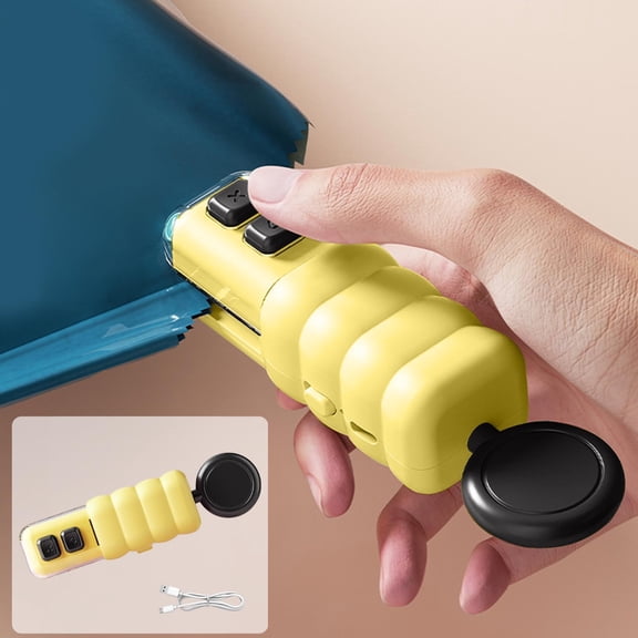 Iumwxz Multifunctional 4 in 1 Sealer, Portable Rechargeable Handheld Food Saver Machine with Built in Cutter and Bottle Opener, Magnetic Storage for Kitchen Snack Spice Produce Bag Sealing