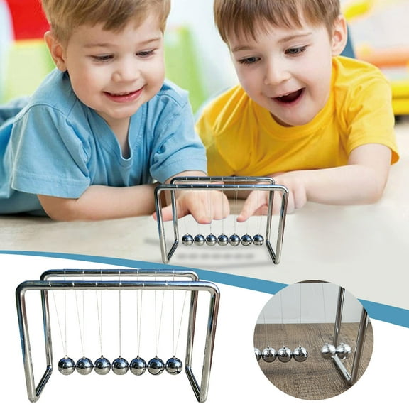 Iumwxz Newton's Cradle Physics Desk Ornament with 7 Metal Beads Chrome Frame Scientific Demonstration of Energy Conservation for Office Decor Educational Gift for Christmas Thanksgiving