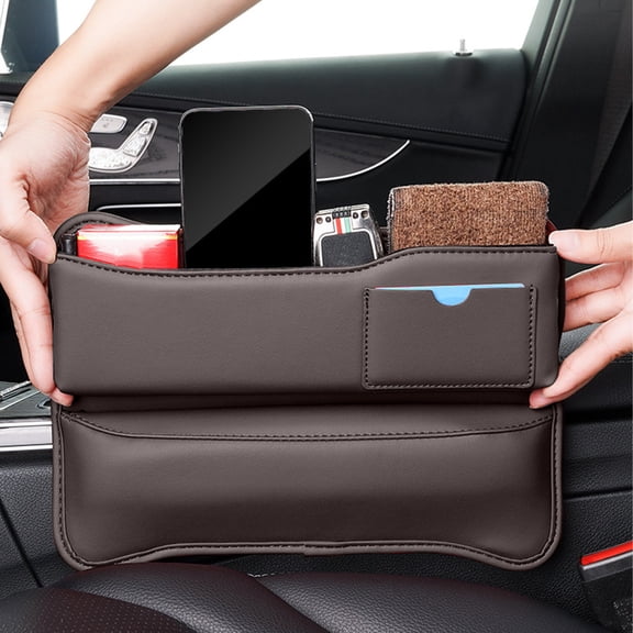 Iumwxz Organization and Storage Car Seat Slot Storage Box Stitched Multi Compartments Storage Box Car Seat Organizer Box Essential Interior Accessories Pu 11.81x8.27x1.18 In