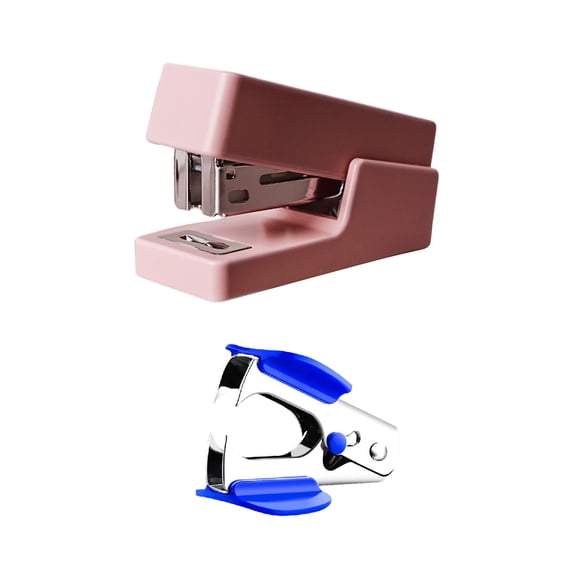 Iumwxz Plastic Mini Stapler with Staples and Staple Remover, 10 Sheets Capacity, Handheld Design for Office Home Indoor Supplies,Pink