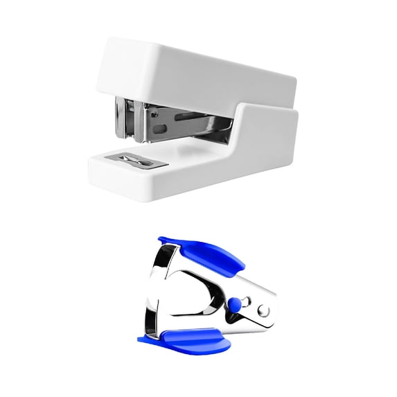 Iumwxz Plastic Mini Stapler with Staples and Staple Remover, 10 Sheets Capacity, Handheld Design for Office Home Indoor Supplies,White