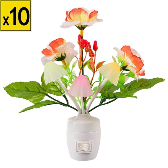 Iumwxz Plug in LED Flower Night Light with Color Changing Effects, Manual Push Button On Off Switch, Energy Efficient for Bedrooms, Hallways and Staircases