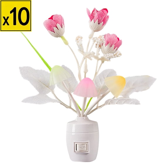 Iumwxz Plug in LED Flower Night Light with Color Changing Effects, Manual Push Button On Off Switch, Energy Efficient for Bedrooms, Hallways and Staircases
