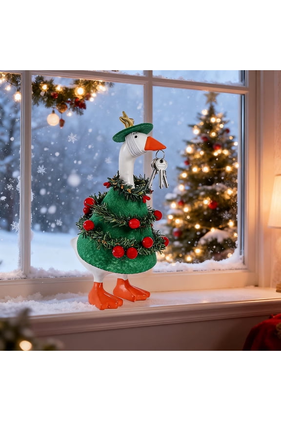 Porch Goose Outfits 7 Inch Magnetic Silly Goose Statue Keychain Outfit Christmas Snowman Costume Desk Decoration Mini Clothes for 17.78cm Goose Sculpture
