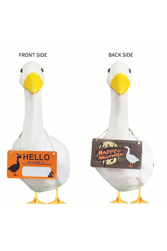 Porch Goose Outfits Halloween Easter Garden Goose Costume Porch Decoration with Hanging Tags Easy Install for Outdoor Statue Christmas Patio Party Festive Yard Decor