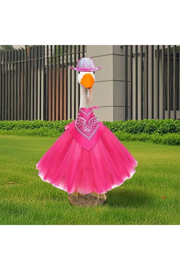 Porch Goose Outfits Hawaiian Grass Skirt Big White Goose Festival Decoration Set for Yard and Porch Outdoor Waterproof Graduation Party Summer Christmas Thanksgiving Decor