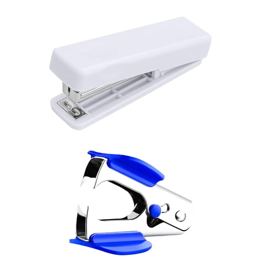 Iumwxz Portable Folding Mini Stapler with Staples and Staple Remover for Indoor Office Travel,White