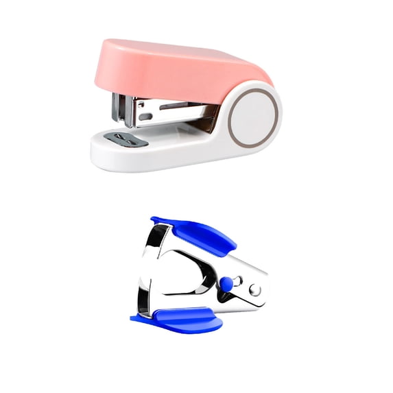 Iumwxz Portable Plastic Mini Stapler with Staples and Staple Remover,10 Sheets Capacity, Lightweight Handheld Design for Home Office Indoor,Pink