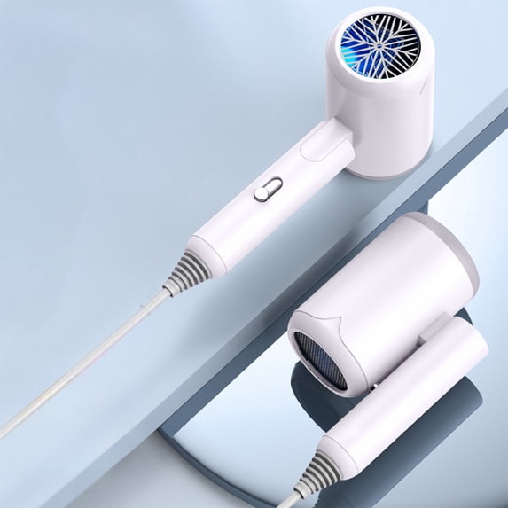 Iumwxz Portable Travel Voltage Hair Dryer, Lightweight Compact Folding Handle Hair Dryer with Negative Ion Technology, Dual Voltage for Worldwide Use, Low Noise and Protection for Home