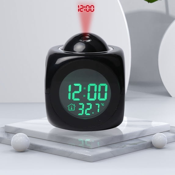 Iumwxz Projection Digital Alarm Clock with Weather Station, Multifunctional LCD Wall Projection Clock with Temperature Display, Snooze Mode, Portable Design for Bedroom Home Office Travel
