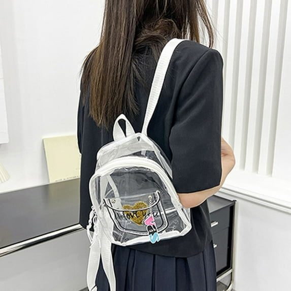 Iumwxz Pvc High Value Appearance Women Bag-Clear Backpack-Plastic Cloth- Back Backpack- Candy Colored Student Bag- Large Capacity School Backpack White 7.08x8.66x3.93in christmas clearance