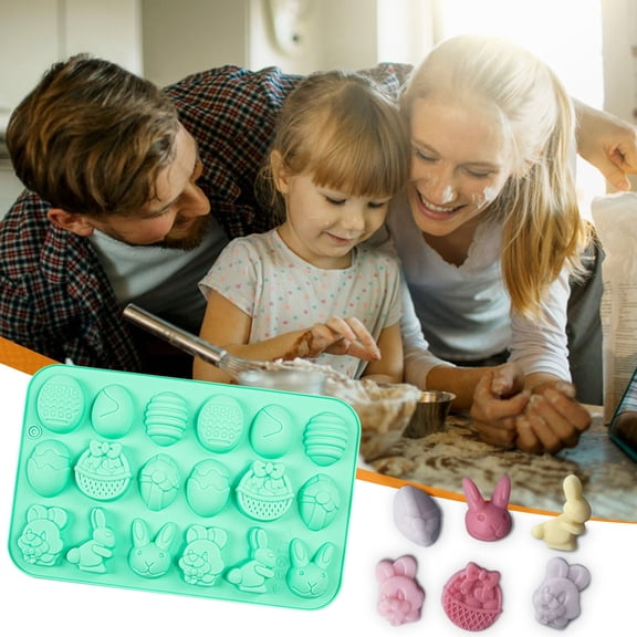 Iumwxz Rabbits Mould Cake Chocolate Cookies Baking Mould, Food Grade Silicone Non Stick Baking Mold for Cakes, Chocolate, Cookies Ice, Easy to Clean Dishwasher Safe for Easter and Birthday