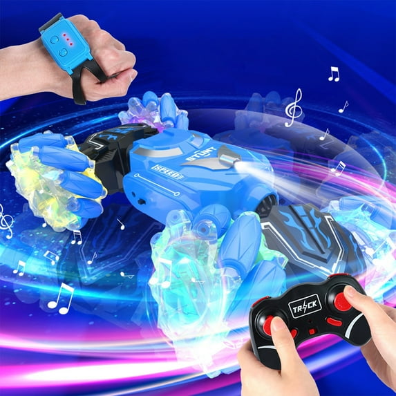 Iumwxz Rc Stunt Car Toys for 6-12 Year Old - 4wd Remote Control Car with Watch Controller- Gesture Sensor - Rotating Rc Car with Lights Music home decor christmas clearance outdoors indoor