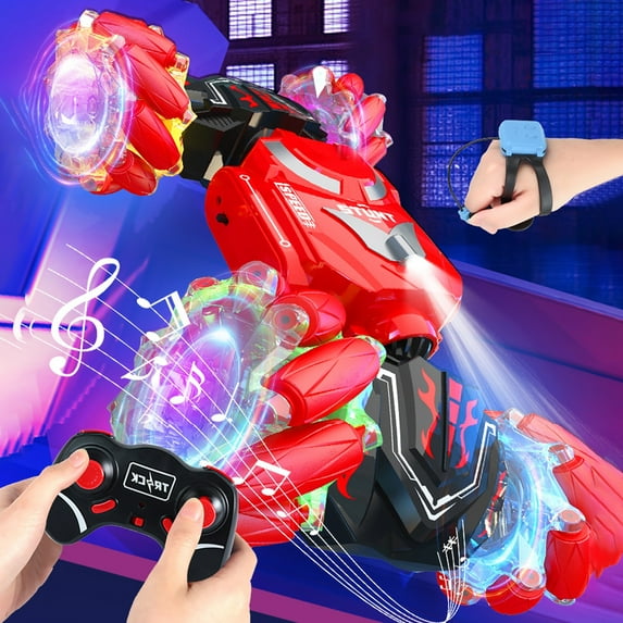 Iumwxz Rc Stunt Car Toys for 6-12 Year Old - 4wd Remote Control Car with Watch Controller- Gesture Sensor - Rotating Rc Car with Lights Music home decor christmas clearance outdoors indoor