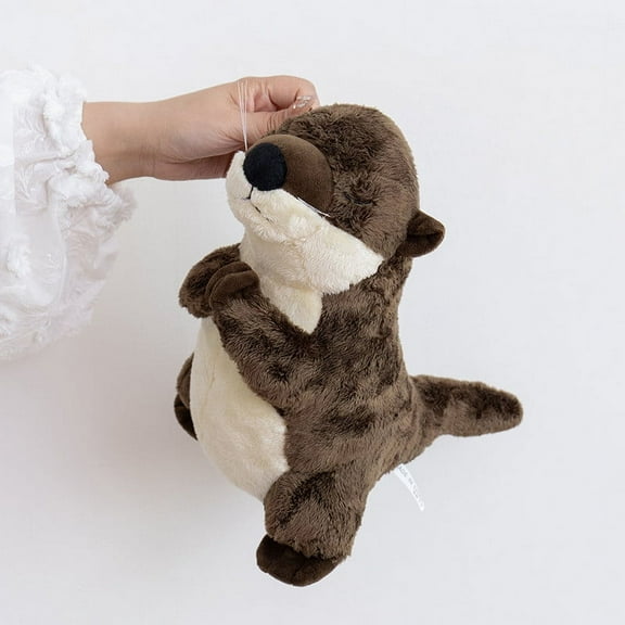 Iumwxz River Otter Stuffed Animal Plush Toy 12 Inches Realistic Standing Otter Plush with Soft Fleece Fur Cute Button Nose Educational Wildlife Toy for Kids Boys Girls All Ages Cuddly Companion Gift