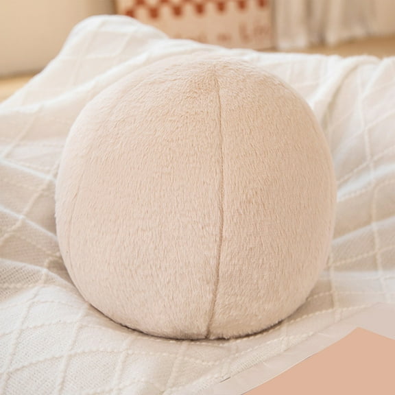 Iumwxz Round Decorative Pillow 11 Inches in Diameter Soft Cotton Filled Sphere for Sofa Office or Bedroom Support Cushion for Reading Watching TV or Napping Washable Beige Color