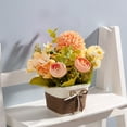 thumbnail image 1 of Iumwxz Rural Scenery Style Artificial Flower Potted Desktop Ornaments with Sunflower Rose Plastic Flowers and Eucalyptus Leaves Fake Green Plant Table Decoration for Indoor Home Office, 1 of 7