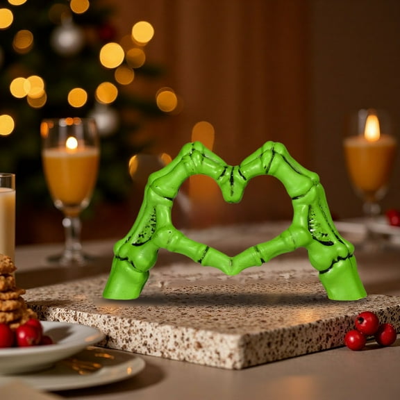 Iumwxz Skeleton Heart Hands Halloween Decor Resin Figurine 4.72x4.72 Inch Spooky Gothic Centerpiece for Shelves Mantels Tables Indoor Outdoor Holiday Party Display
