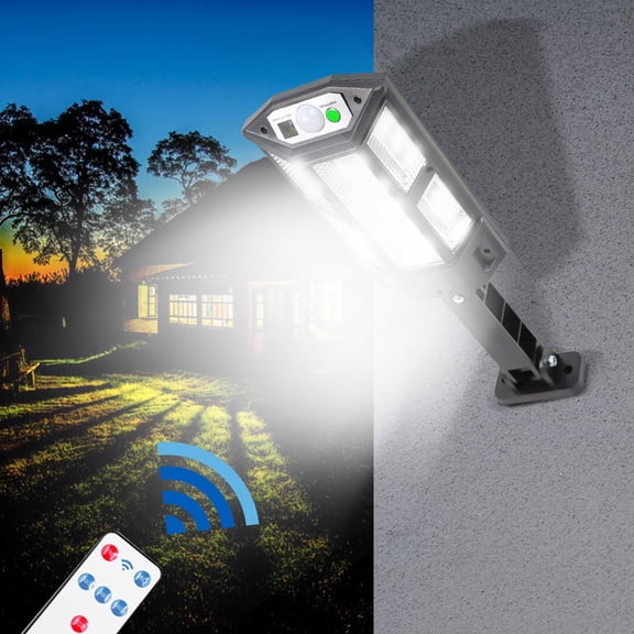 Iumwxz Solar Outdoor Lights with Motion Sensor, 43 LED Beads, 3 Lighting Modes, IP55 Waterproof, Remote Control for Fence Yard Garden Patio Front Door Security