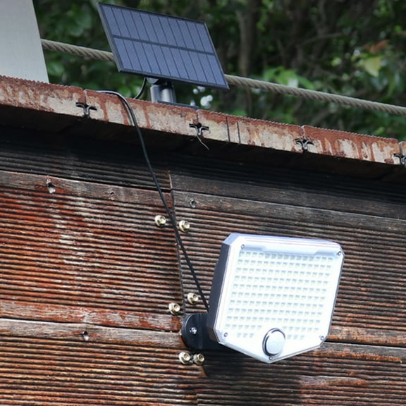 Iumwxz Solar Outdoor Wall Light with Motion Sensor, 153 LED Beads, IP65 Waterproof, 3 6M Sensing Distance, 3 Lighting Modes, Remote Control for Yard Driveway Garden Security Perimeter Lighting