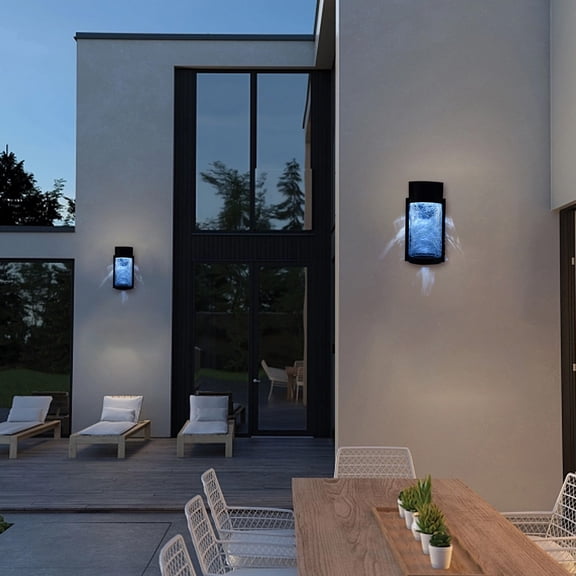 Iumwxz Solar Powered Outdoor Wall Light with IP65 Waterproof Rating, 8 12H Lighting Time, Automatic On Off for Yard Walkway Garden Landscape Security Lighting