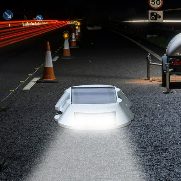 Iumwxz Solar Road Spike Light with Reflector, Smart Solar Charging, 2 Lighting Modes Flashing & Constant On, IP68 Waterproof for Garage Garden Driveway Pathway Markers