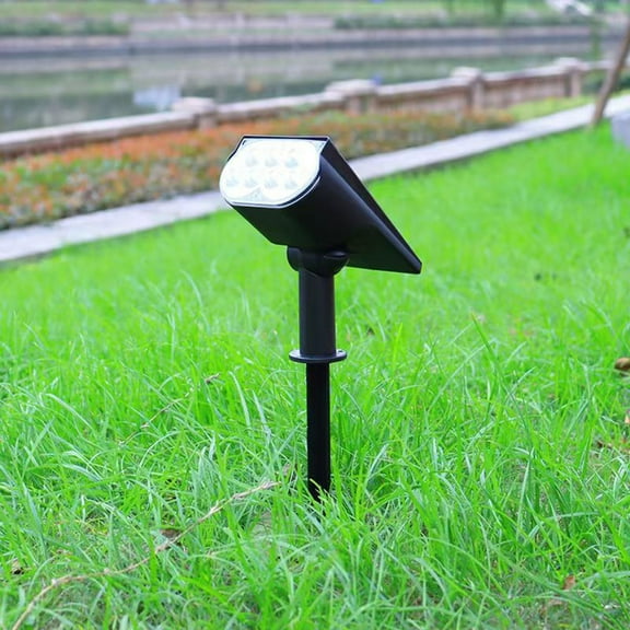 Iumwxz Solar Wall Light with Ground Spike, Adjustable Head for 180 Degree Rotation, IP65 Waterproof Outdoor Lighting for Garden Patio Pathway Fence Yard