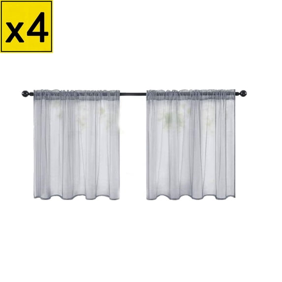Iumwxz Solid Color Sheer Short Curtains with Rod Pocket, Semi Transparent Lightweight Fabric for Soft Natural Light, Wavy Hem Design, Easy Wash & Care for Kitchen Bathroom Bedroom Window