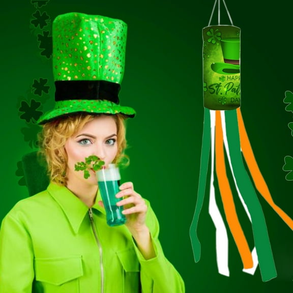 Iumwxz St. Patrick's Day Garden Flag 40 Inch Double Sided Outdoor Yard Flag with Clovers and Floral Design Green Plastic Material Machine Washable for Porch Patio or Garden Decor