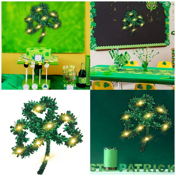 Iumwxz St. Patrick's Day Green Wire Garland Wreath Banner for Wall Door Window Home Decoration 33cm Length ABS Material Hanging Decor for Party Carnival Wedding Festival