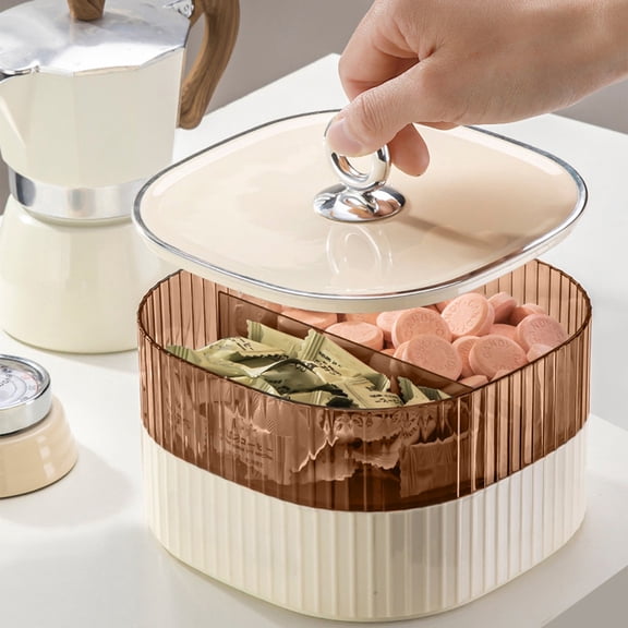Iumwxz Stackable Snack Storage Container with Sealed Moistureproof Lid and Layered Compartment Design for Nuts Dried Fruits Candy Food Items, Plastic Airtight Organization Box for Pantry Kitchen