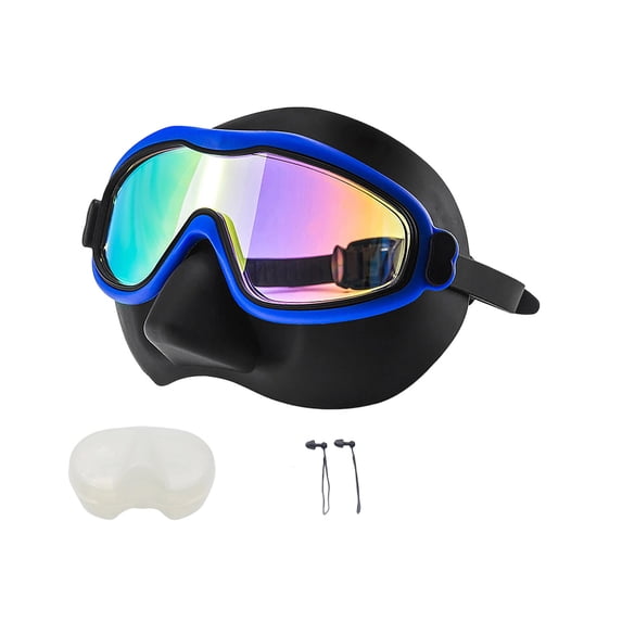 Iumwxz Swimming Goggles for Adults, Oversized Swim Goggles with Nose Cover, Anti Fog Coating, Fully Sealed Waterproof, Soft Comfortable Eye Seals, Includes Earplugs for Pool Leisure Swimming