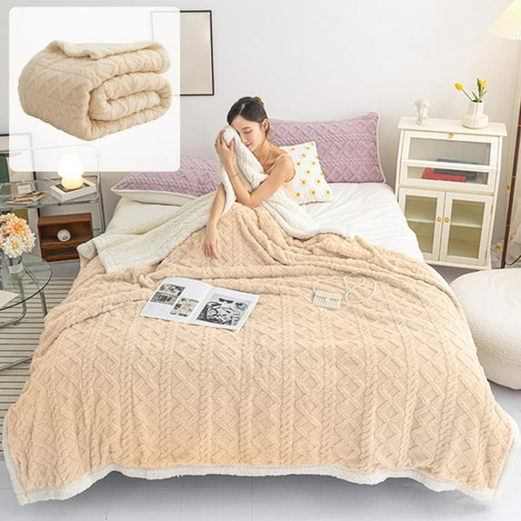Iumwxz Taffeta Blanket, Double Layer Jacquard Taffle and Plushy Lamb Reverse, Lint Free Fade Resistant Durable Throw, 150x100cm for Office Nap Couch Lounging or Bed Layering