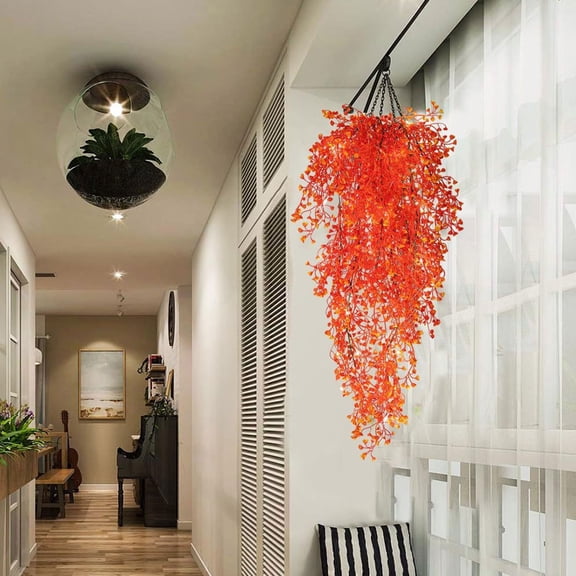 Iumwxz Thanksgiving Series Golden Bells Vines Artificial Hanging Plant 5-Branch Orange Wall Decor for Indoor Outdoor Use Thanksgiving Halloween Decorations 29.52 Inch Lifelike Faux Greenery