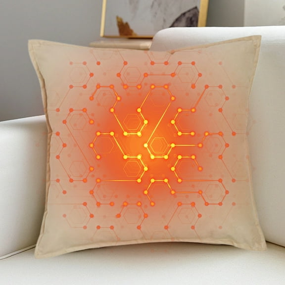 Iumwxz USB Heated Decorative Pillow with Three Temperature Settings 16.93x16.93 Inch Beige Ceramic Heating Pillow and Backrest USB Powered for Home Office Use