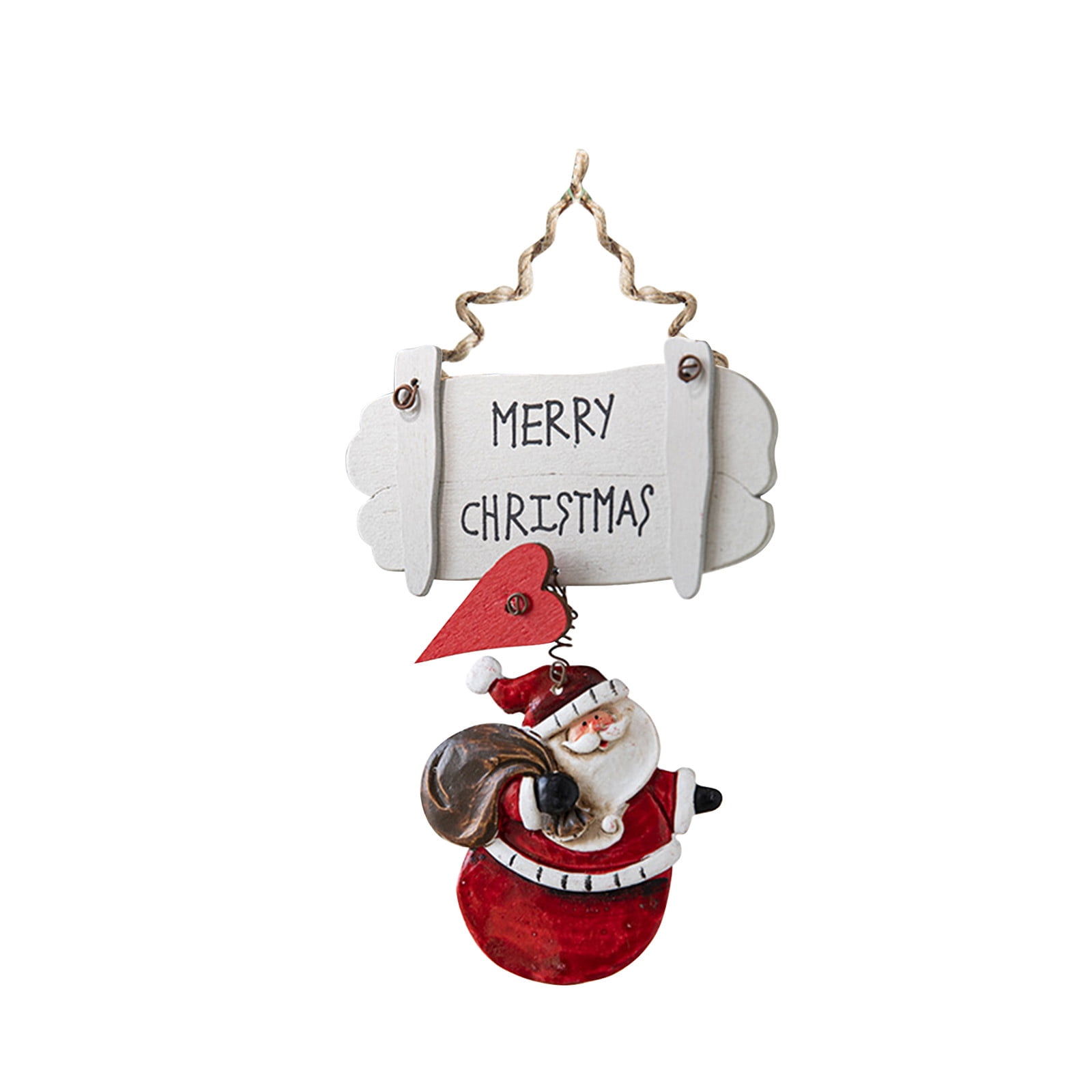 Bouncing Spring Santa Iumwxz Vintage Wooden Santa Claus Hanging Christmas Ornaments for Front ...