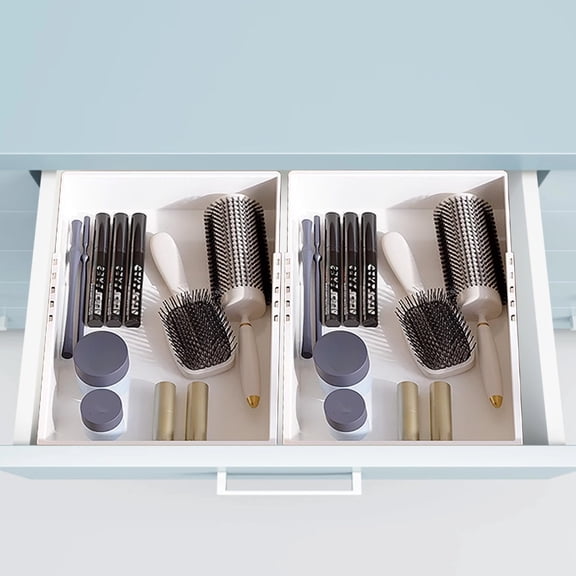 Iumwxz White Plastic Expandable Drawer Organizer Box with Adjustable Length Retractable Locking Point and Non Slip Bottom for Underwear Socks Kitchen Utensils and Desk or Closet Organization