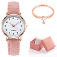 thumbnail image 1 of Iumwxz Women's Classic Quartz Watch with Luminous Arabic Numeral Dial Gold Case Frosted Leather Strap 32.5mm Round Retro Watches for Women Includes Bracelet and Box,Gifts for Women, 1 of 3
