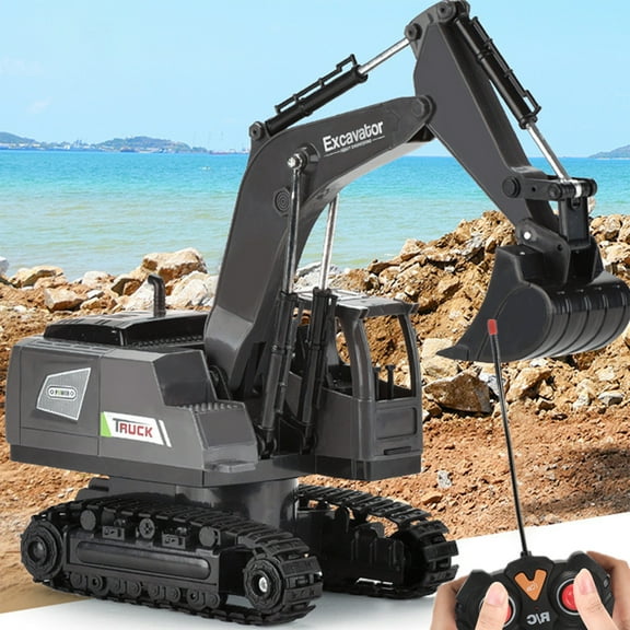 Iumwxz toy Cars Remote Control Excavator Rc toy 1:20 Rc Excavator toy Alloy Construction Tractor,5 Channel Rechargeable Rc Truck with Lights Sounds 2.4ghz Transmitter Cars toys