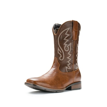 Iuv Men's Slip Resistant Western Boot, Square Toe Brown, 13 5