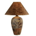 thumbnail image 1 of Iva 29 Inch Curved Table Lamp Ornate Design Distressed Brown Hydrocal - Saltoro Sherpi, 1 of 4