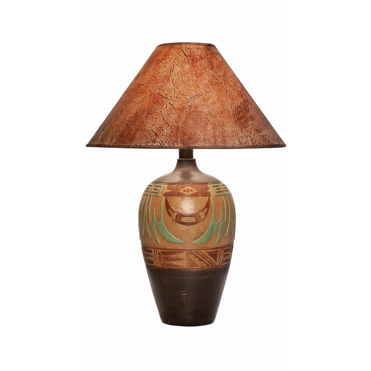 Iva 29 Inch Table Lamp, Curved Base, Espresso Brown and Green Hydrocal ...